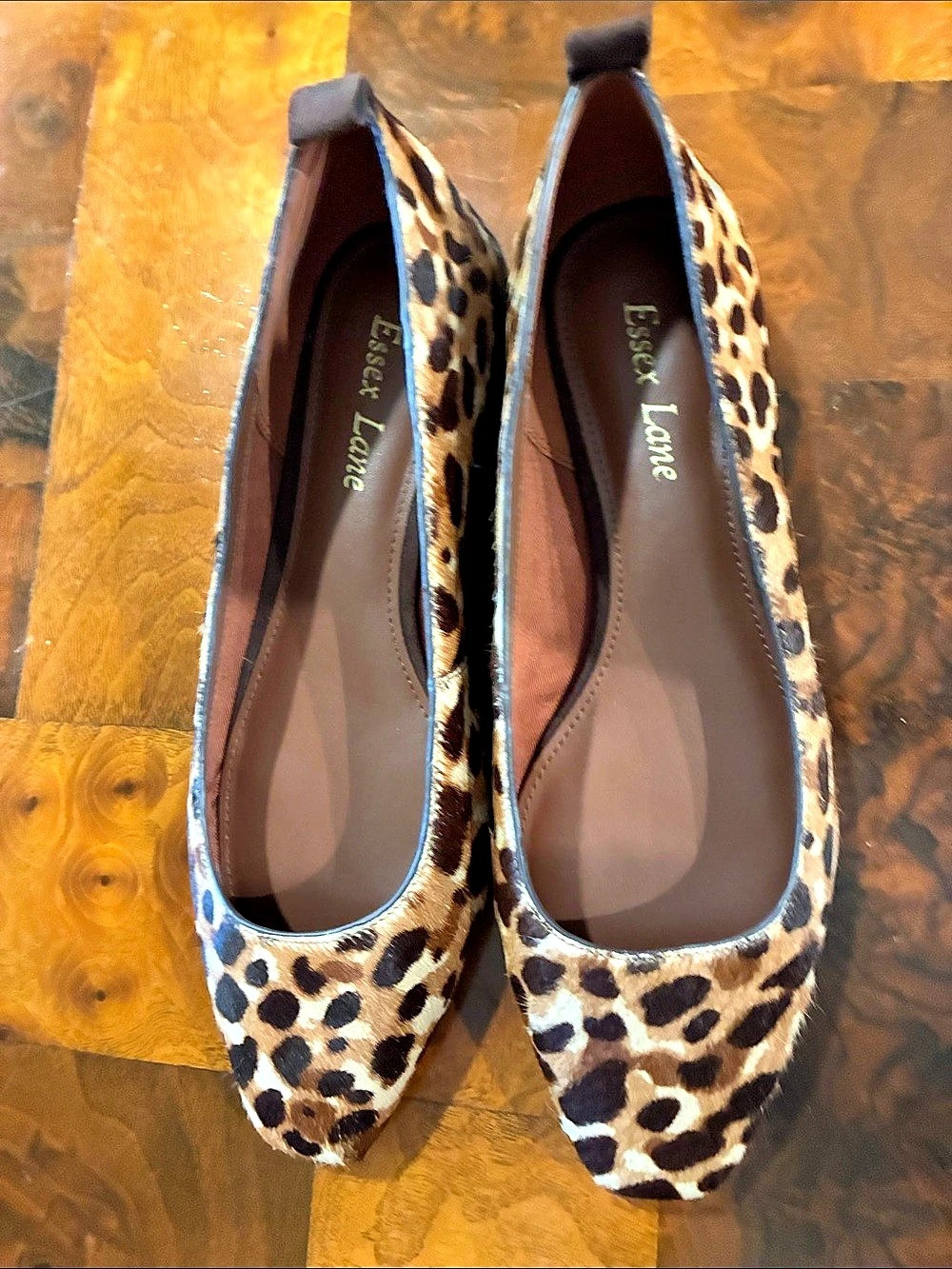 Essex Lane Leopard Print Calf Hair Ballet Flats